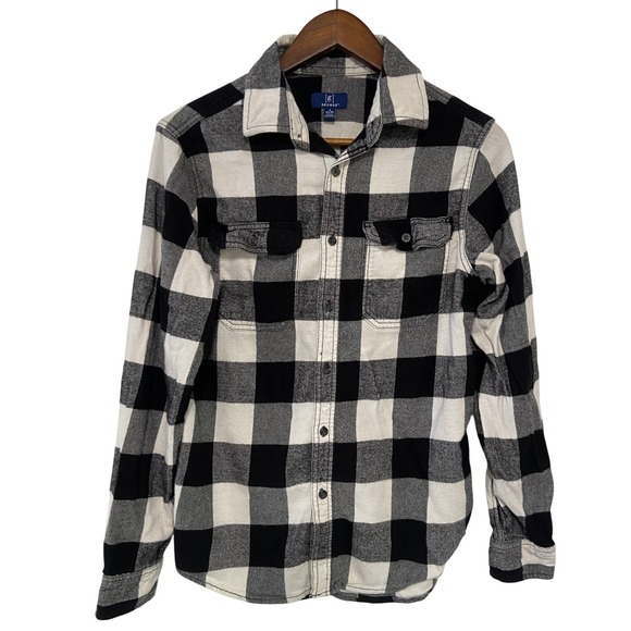 George Men's Small Buffalo Plaid Flannel Shirt Button Up Long Sleeve Top - Picture 1 of 10
